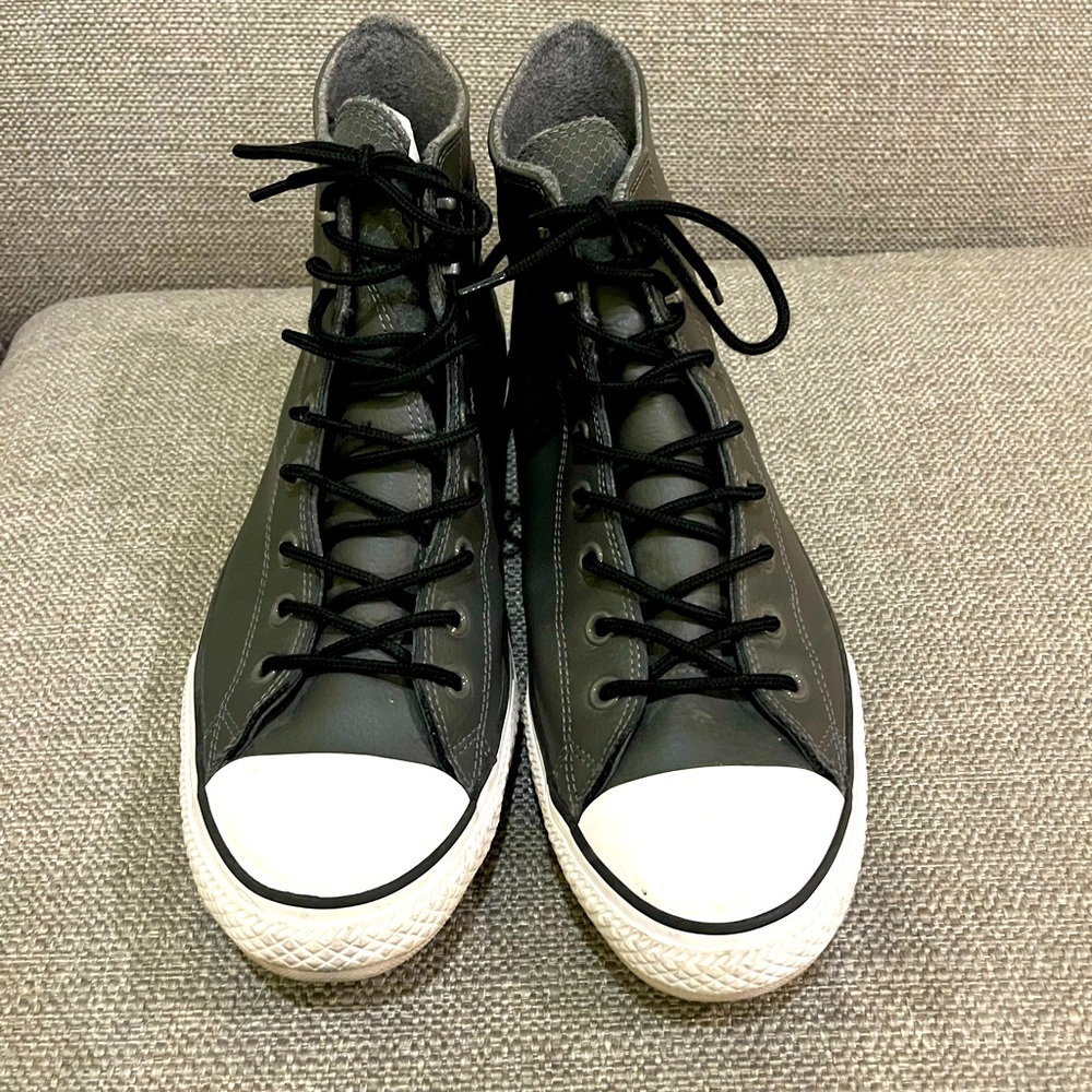 Converse All Star Leather Hightop.  Gray leather in size 13.